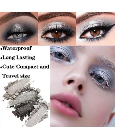 Black White Silver Grey Smokey Glitter Eyeshadow Palette - 9 Colors, Highly Pigmented Matte & Shimmer Shadows - Long Lasting, Water Proof - Ideal for Cool Tone Goth Look - Buy Online on GoSupps.com