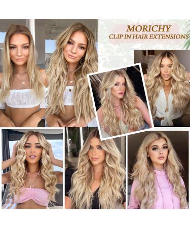 Dirty Blonde with Brown Highlights Clip in Hair Extensions - Long Wavy Full Head Synthetic Fiber Hair Pieces for Women - Buy Online on GoSupps.com