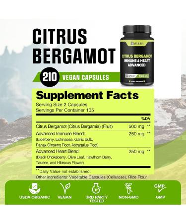 Citrus Bergamot with Olive Leaf Hawthorn Berry & More - Combined Formula for Circulatory Health Protective Function Skin Health - 210 Capsules - 105 Day 210 Count (Pack of 1) - Buy Online on GoSupps.com