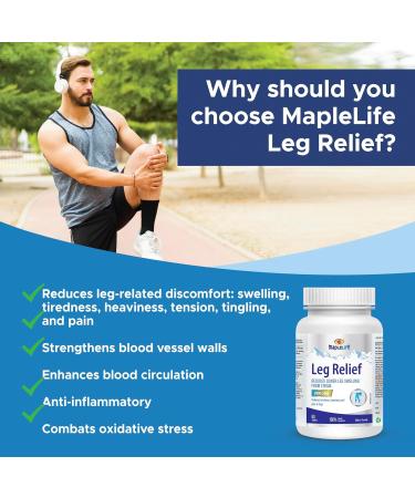 MapleLife Nutrition Leg Relief 360 mg Vein Care - Reduces Lower Leg Swelling from Edema Relieves Tiredness Heavy Legs and Leg Pain Enhance Blood Circulation - Red Vine Leaf Extract 60 Tablets - Buy Online on GoSupps.com