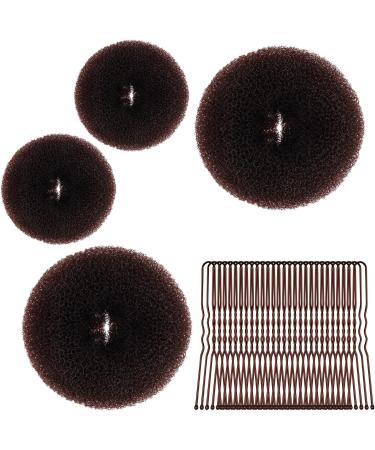 URAQT Hair Donut Bun Maker Set - 4 Pcs Ring Style Shaper with 30 Hair Pins, Brown Chignon Doughnut Bun Accessories for Girls, Kids, Women - DIY Chignon Hair Styles - 2 Sizes - Buy Online on GoSupps.com