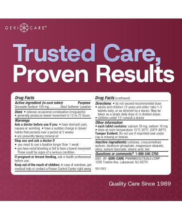 GeriCare Stool Softener Docusate Sodium 100 mg & Chewable Extra Strength Gas Relief Simethicone 125 mg Gentle Constipation Relief and Fast Gas Bloating & Pressure Relief Bundle Digestive Health - Buy Online on GoSupps.com