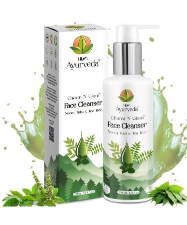 HIM AYURVEDA Charm N Glam Face Cleanser(Face wash) |with Neem Tulsi Tea Tree |For Dry Oily & Acne Prone Skin|Deeply Cleanses | Exfoliates Skin| For Men & Women | Sulphate Free | 200ML