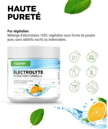 Electrolytes - 400g (80 servings) - Formula with Chloride Potassium Sodium Calcium Magnesium - Perfect for Athletes in Dehydration - Sugar Free - Vegan - Orange Flavor - Buy Online on GoSupps.com