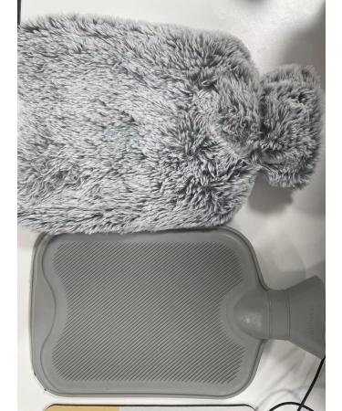 BOLEi 2L Hot Water Bottle with Faux Fur Cover - Leakproof Large Hot Water Bag for Pain Relief - Ideal for Women, Seniors, Children - Grey - Buy Online on GoSupps.com