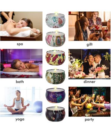 Forest Scented Soy Aromatherapy Candles Set - Stress Relief, Relaxing Aroma for Home, Bath, Yoga - 6 Travel Tins (Bohemian Collection) - Buy Online on GoSupps.com