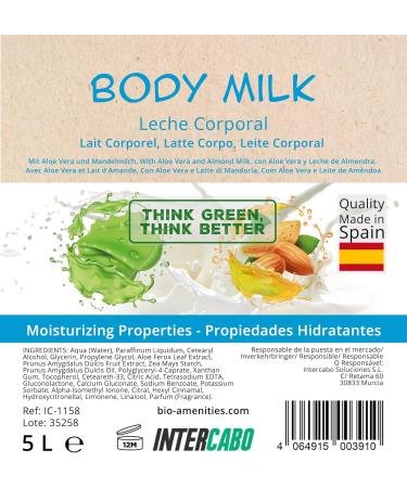 Body Milk with Aloe Vera and Almond Milk 5 Liter Bottle Intensive Hydration Made in Spain Ideal for Dry and Sensitive Skin Daily Use - Buy Online on GoSupps.com