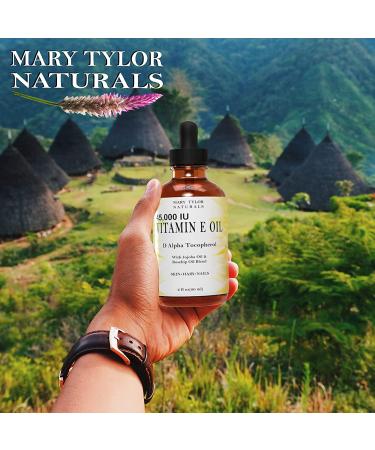 Vitamin E Oil 2 oz 45,000 IU D-Alpha Tocopherol for Skin, Hair & Nails Reduce Wrinkles, Dark Spots, Scars Mary Tylor Naturals - Buy Online on GoSupps.com