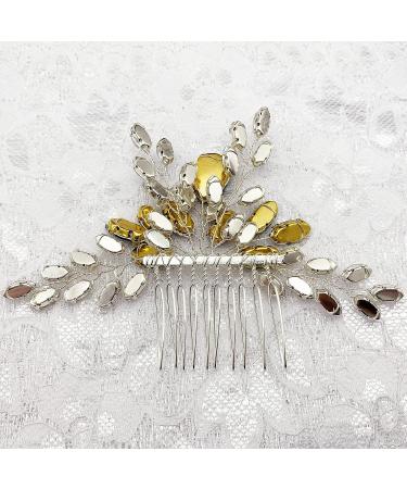 PRETTYLIFE Bridal Crystal Hair Comb - Green Rhinestone Hair Piece for Women and Girls - Buy Online on GoSupps.com