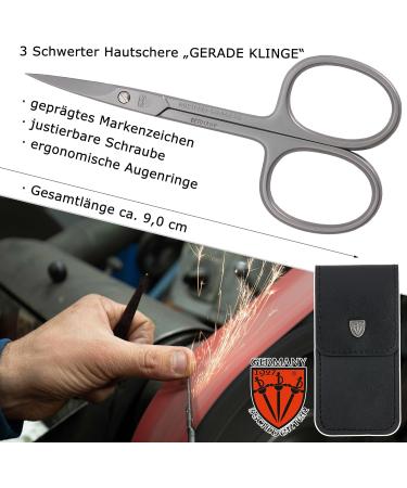 Three Swords Skin Scissors Rustproof Straight Blade for Precise Skin Residue Removal | German Quality | Includes Synthetic Leather Nail Case - Buy Online on GoSupps.com