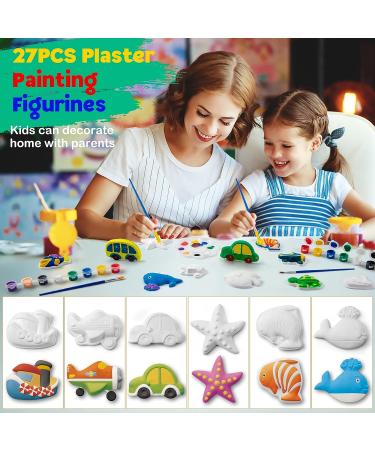 Tigerhu Arts and Crafts for Kids - 27 Painting Figurines with Paint, Pens, Brush, Palette, Magnets, Stickers - DIY Painting Kit for Ages 4-8 - Buy Online on GoSupps.com