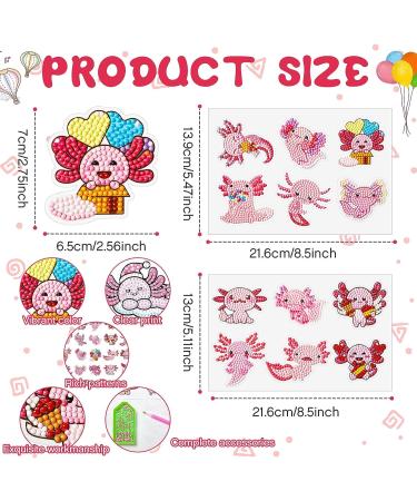 24 Pcs Axolotl 5D DIY Diamond Painting Sticker Kit for Kids and Adults - Buy Online on GoSupps.com