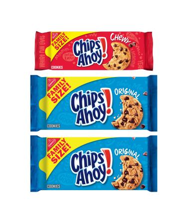 CHIPS AHOY! Original Chocolate Chip Cookies & Chewy Cookies Bundle, Family Size, 3Count(Pack of 1)
