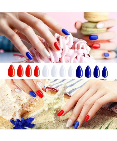 864 Short Almond Press on False Nails - Glossy Full Cover Colorful Artificial Nails for Nail Art Salon - Buy Online on GoSupps.com