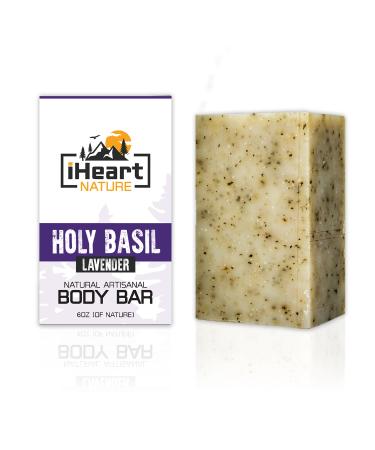 Organic Holy Basil Tulsi Soap Bar (Large 6 Ounce) Made in USA (Glowing Clear Skin Toning Detoxifying Adaptogen) Ayurvedic Vegan Artisanal Natural Handmade Aromatherapy Soap Holy Basil & Lavender