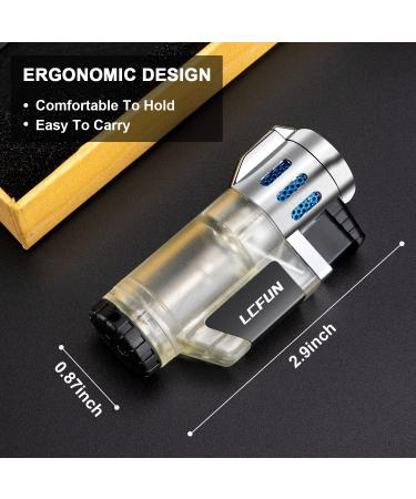 Torch Lighter 2 Pack Triple Jet Lighter Refillable Butane Lighter Fluid Gas Lighter 3 Flame Windproof Lighter--Butane Not Included (Black  Silver) - Buy Online on GoSupps.com