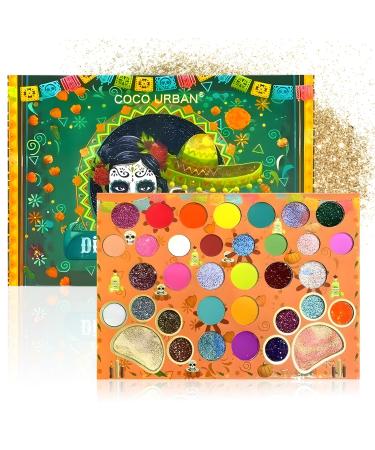 SHOPPGO Song Shadow Palette 35 Colors Colorful Makeup Halloween Eyeshadow Palette Halloween Eyeshadow Palette Glitter Gothic Makeup High Color Rendering Palette Waterproof