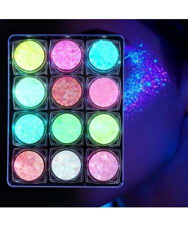 Vxcvzv Face glitter 12 fluorescent colors for body face hair makeup festivals makeup glitter gel for carnival Halloween party
