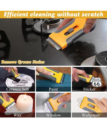 2PCS Oven Cleaning Tool Set with 20PCS Replacement Stickers - Non-Scratch Ceramic Cleaner for Gasket Labels, Decals, and Glue Removal - Buy Online on GoSupps.com