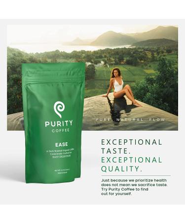Purity Coffee EASE Dark Roast Low Acid Organic Whole Bean Coffee - USDA Certified Specialty Grade Arabica - 12 oz Bag - Buy Online on GoSupps.com