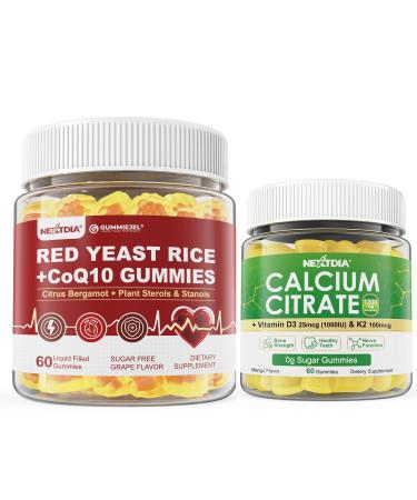 Nextdia Red Yeast Rice Gummies 2400MG with CoQ10 + Calcium Citrate Gummies 1200mg
