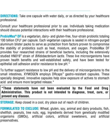 XYMOGEN ProbioMax Daily 100B - 100 Billion CFU Probiotic Supplement - Dairy Free Probiotics with Lactobacillus acidophilus + Bifidobacterium lactis - Formerly ProbioMax DF (30 Acid Resistant Capsules) - Buy Online on GoSupps.com