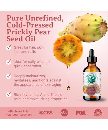 Bella Terra Prickly Pear Seed Oil 2 oz - Cold-Pressed Vitamin E Rich Luxurious Face Oil 100% Pure & Natural - Buy Online on GoSupps.com