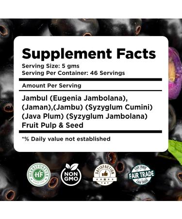 Herbsforever Jambul Java Plum(Eugenia Jambolana) Syzygium Cumini Seasonal Flavonoids Rich Fruit Pulb & Seeds Powder-Support Digestion & Blood Sugar| Non GMO| Ultra Clean|Steam Dried Extract| 230 GM - Buy Online on GoSupps.com