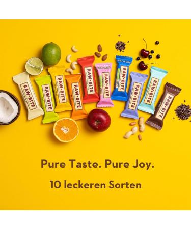 Rawbite Riegel Tasting Box | 10 Organic Nut Bars | Vegan Gluten-Free & Lactose-Free | Delicious Dates & Nuts Variety Pack | 10 x 45-50g - Buy Online on GoSupps.com
