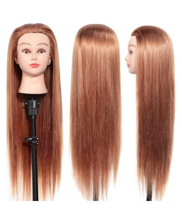 Frising head exercise head training heads of professional make-up head Power head Puppet head Power room with synthetic hair 66 cm for hairdresser cosmetology model brown