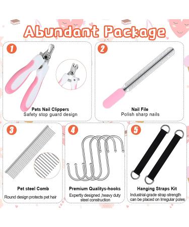 Pink Pet Grooming Hammock Kit for Cats & Dogs with Nail Clippers, Comb & File - Adjustable Harness for Bathing & Washing - Buy Online on GoSupps.com