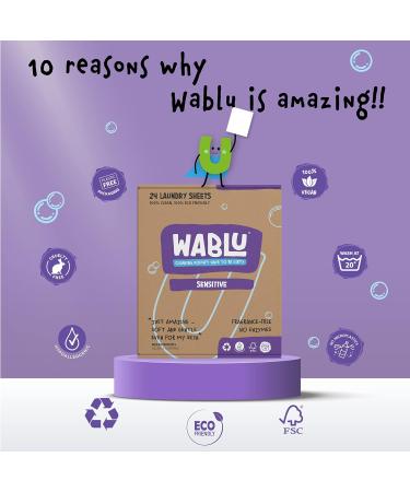 WABLU Fragrance Free Laundry Detergent Sheets | Non-BIO | Hypoallergenic for Sensitive Skin | 24 Washes - Buy Online on GoSupps.com