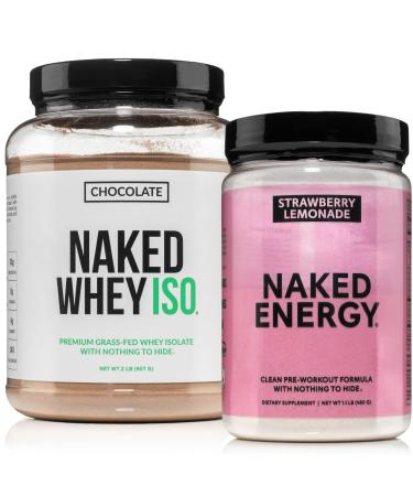 NAKED Chocolate Whey Isolate Protein Powder (24 Servings) Strawberry Lemonade Energy Pre Workout (30 Servings) Grass-Fed Non-GMO Gluten Free Soy Free Vegan Friendly