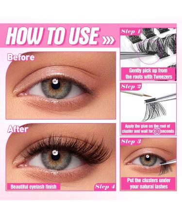 JIMIRE CL05 84Pcs DIY 5D Wispy Eyelash Clusters | D Curl Individual Lashes 10-16MM | Fluffy Self Application Extensions - Buy Online on GoSupps.com