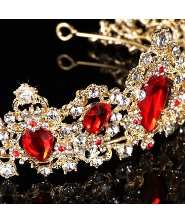 Frcolor Rhinestone Queen Crown Tiara Headband for Women - Red Wedding Tiara - Buy Online on GoSupps.com