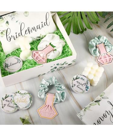 24 Pieces Bride Bridesmaid Proposal Gifts Wedding Makeup Bag Gift Set Includes 8 Canvas Makeup Bags Matron of Honor Bag 8 Satin Hair Scrunchies 8 Compact Makeup Mirrors Bridal Shower (Green Leaves) - Buy Online on GoSupps.com