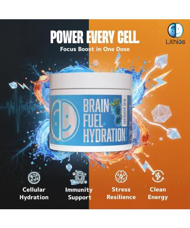 Lithios Brain Fuel Plus Hydration Mix - 30 Servings / 3.9 oz | Blue Raspberry Drink Mix | Boost Focus & Performance | Contains Electrolytes Vitamins & Magnesium | Dietary Supplement - Buy Online on GoSupps.com