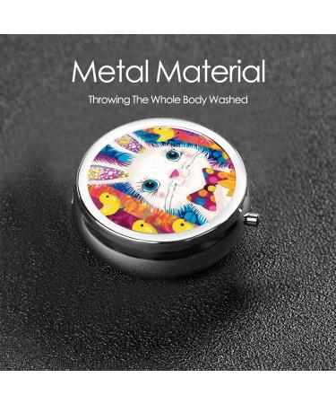 Easter Color Bunny Portable Metal Pill Box | Round Mini 3-Compartment Travel Case for Small Pills - Buy Online on GoSupps.com