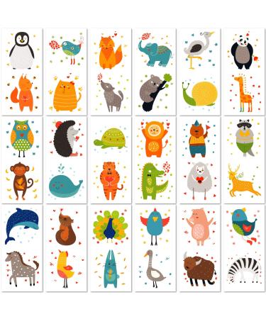 PapaKit Cute Zoo Animals 36 Temporary Fake Tattoo Set  18 Individually Wrapped Sheets | Kids Girls & Boys Birthday Party Favor Gift Supply  Non-Toxic Food Grade Ingredients Safe Removable