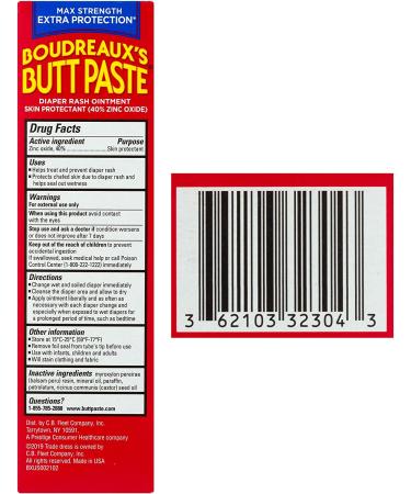 Boudreaux's Butt Paste Maximum Strength Diaper Rash Cream 4 oz Tube - Baby Ointment - Buy Online on GoSupps.com