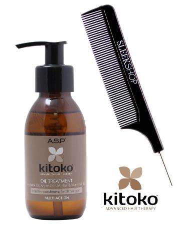 ASP KITOKO OIL TREATMENT with Karite Oil Argan Oil UV Filter & Vitamins A & E (with Sleek Steel Pin Tail Comb) (9.8 oz / 290 ml)