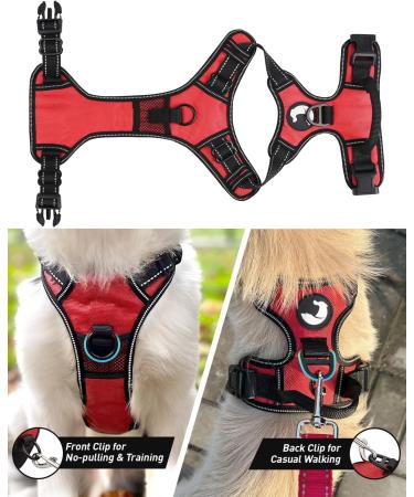 Joytale No Pull Dog Harness Reflective Pet Vest with Front Clip Adjustable Soft Breathable Harnesses with Easy Control Handle for Medium Dogs Training and Walking Red M M (Pack of 1) Red - Buy Online on GoSupps.com