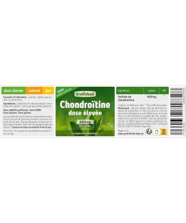 Greenfood Chondroitin 460 mg high dose 120 capsules high bioavailability no artificial additives no genetic engineering. - Buy Online on GoSupps.com