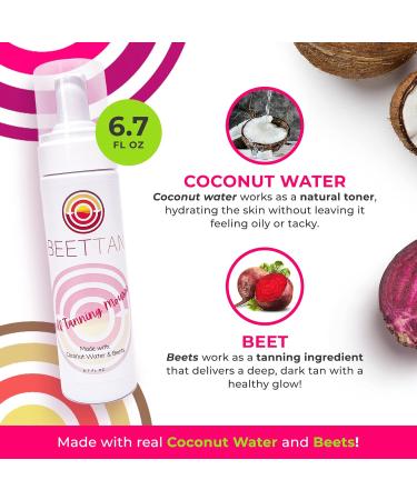 BeetTan - Self Tanning Body Mousse with Tanning Mitt Indoor Tanning Lotion Sunless Tanner Lotion and Toner Made with Real Coconut Water Paraben Free with Tropical Scent 8oz - Buy Online on GoSupps.com