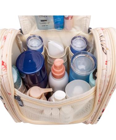 Women's Beige Flamingo Travel Hanging Toiletry Wash Bag | Medium Cosmetic Organizer - Buy Online on GoSupps.com
