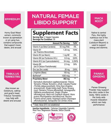 Libido Booster for Women - Female Libido Supplement - Intimacy Vitamins Formula Supports Mood  Energy  Excitement & Desire - Maca Root  Horny Goat Weed  Tribulus Terrestris - 60 Veggie Capsules 60 Count (Pack of 1) - Buy Online on GoSupps.com