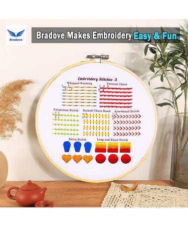 Bradove 4 Piece Embroidery Stitches Practice Kit for Beginners - Includes Patterns for Adults and Kids - Buy Online on GoSupps.com