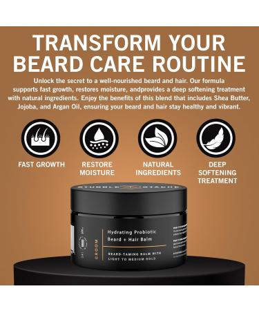 Stubble & Stache Men's Beard & Hair Balm - Shea Butter Jojoba & Argan Oil Leave-in Conditioner Fragrance Free - 3.4 fl oz - Best Mustache Wax for Grooming - Buy Online on GoSupps.com
