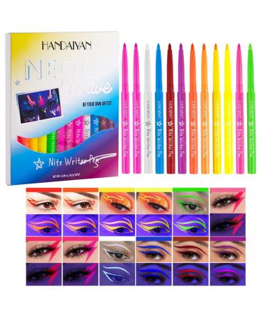 Colorful Liquid Eyeliner Set | Long Lasting Rainbow Eye Liner Kit Waterproof Smudge-Proof Pigmented Graphic Liners for Girls Qmisify