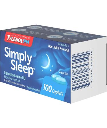 Tylenol Simply Sleep Nighttime Sleep Aid 25 mg Caplets 100-Count Pack of 2 - Buy Online on GoSupps.com